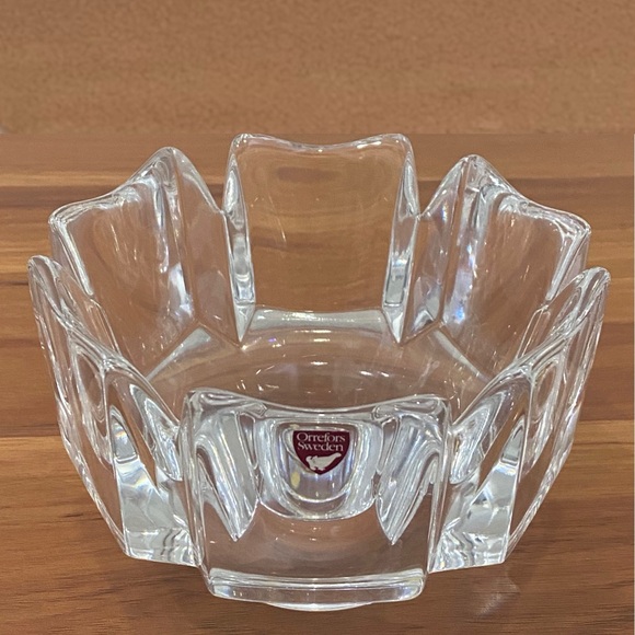 Vintage Orrefors Sweden Signed LH 1384-121 Lars Hellsten 6” Corona Crystal Bowl - Picture 3 of 16